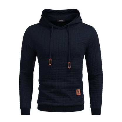 Mens Hooded Sweatshirt Casual Long Sleeve Drawstring Waffle Knit Pullover Hoodies Knitwear Tops Black Friday