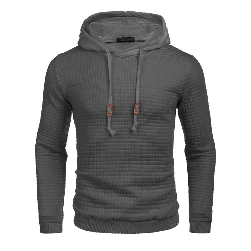 Mens Hooded Sweatshirt Casual Long Sleeve Drawstring Waffle Knit Pullover Hoodies Knitwear Tops Black Friday