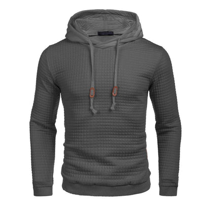 Mens Hooded Sweatshirt Casual Long Sleeve Drawstring Waffle Knit Pullover Hoodies Knitwear Tops Black Friday