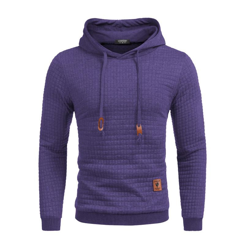 Mens Hooded Sweatshirt Casual Long Sleeve Drawstring Waffle Knit Pullover Hoodies Knitwear Tops Black Friday
