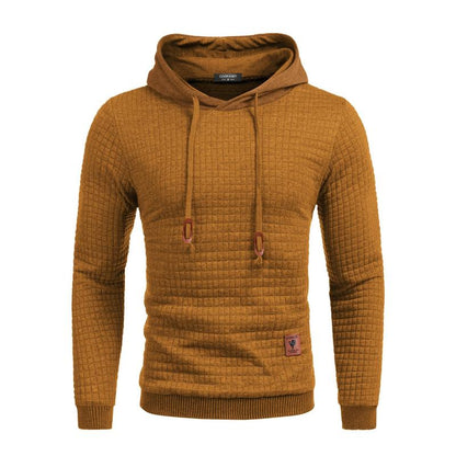 Mens Hooded Sweatshirt Casual Long Sleeve Drawstring Waffle Knit Pullover Hoodies Knitwear Tops Black Friday