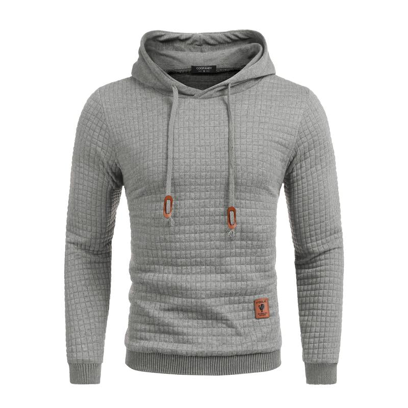 Mens Hooded Sweatshirt Casual Long Sleeve Drawstring Waffle Knit Pullover Hoodies Knitwear Tops Black Friday