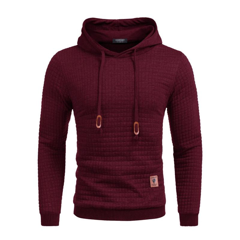 Mens Hooded Sweatshirt Casual Long Sleeve Drawstring Waffle Knit Pullover Hoodies Knitwear Tops Black Friday