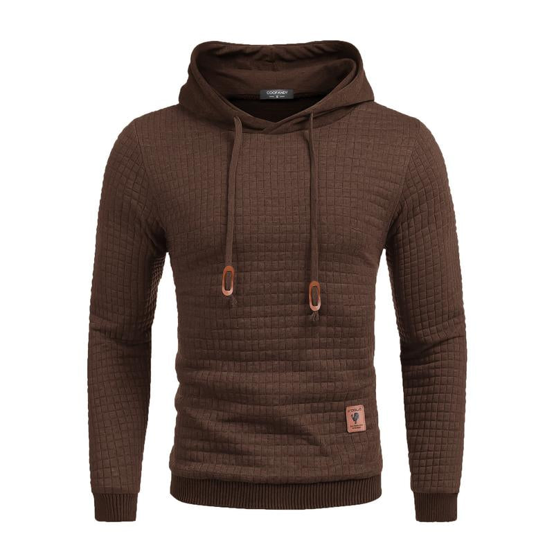 Mens Hooded Sweatshirt Casual Long Sleeve Drawstring Waffle Knit Pullover Hoodies Knitwear Tops Black Friday