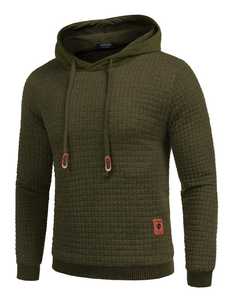 Mens Hooded Sweatshirt Casual Long Sleeve Drawstring Waffle Knit Pullover Hoodies Knitwear Tops Black Friday