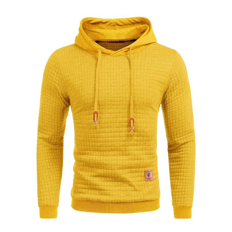 Mens Hooded Sweatshirt Casual Long Sleeve Drawstring Waffle Knit Pullover Hoodies Knitwear Tops Black Friday