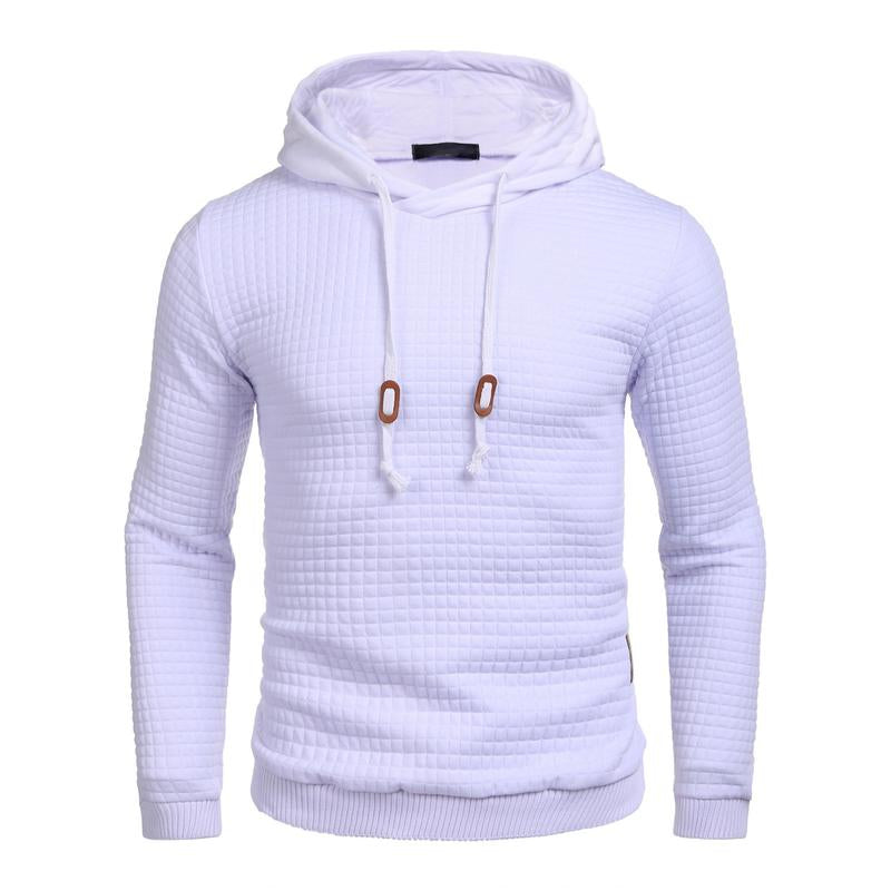 Mens Hooded Sweatshirt Casual Long Sleeve Drawstring Waffle Knit Pullover Hoodies Knitwear Tops Black Friday