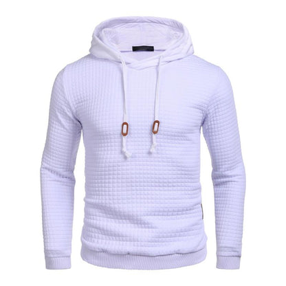 Mens Hooded Sweatshirt Casual Long Sleeve Drawstring Waffle Knit Pullover Hoodies Knitwear Tops Black Friday